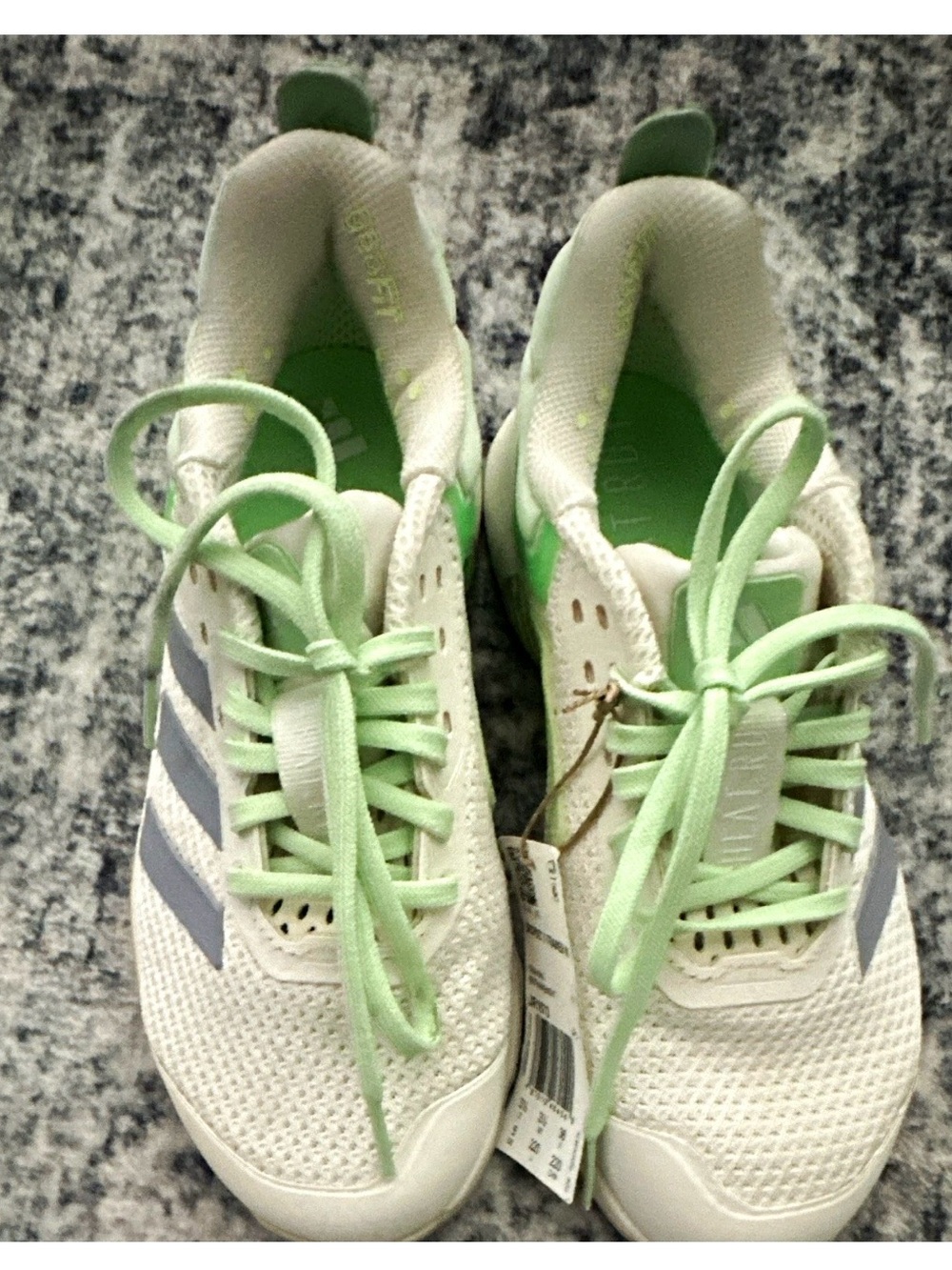 adidas  White Sneakers with Light Green Accents